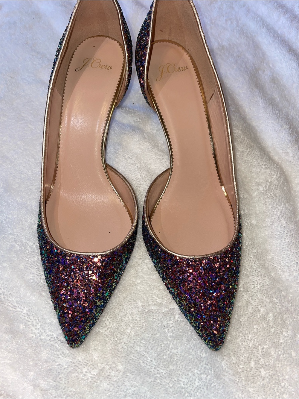 ✨ J.Crew Made in Italy Glitter D’Orsay Heels – Size 9 ✨